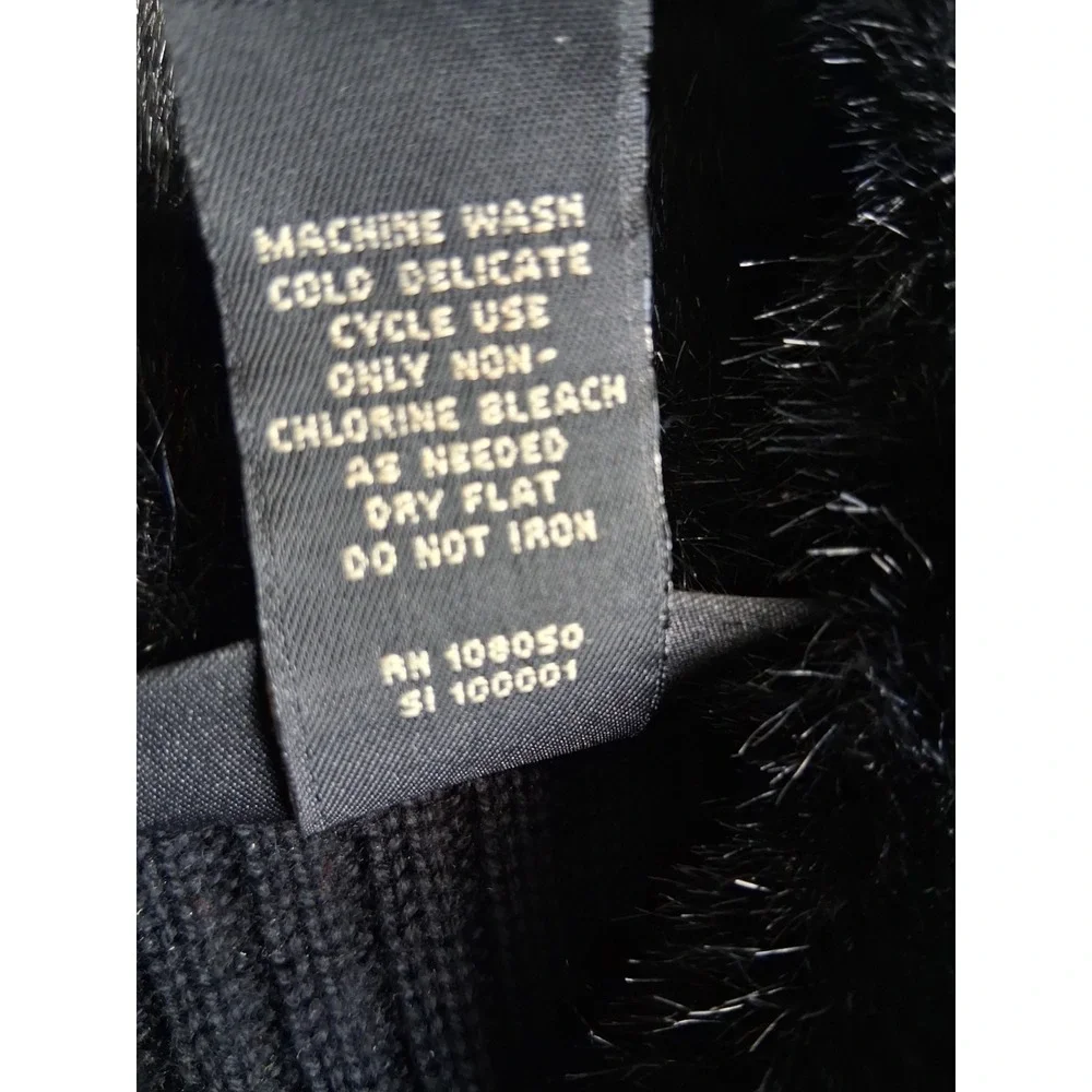 Vintage Lane Bryant Faux Fur Zip Front Sweater Knit Black 26/28 Y2K NWOT